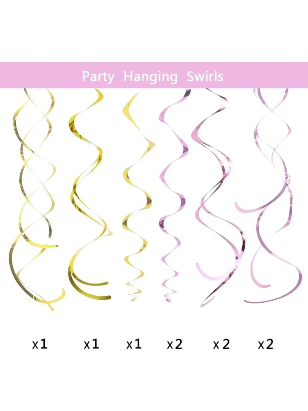Birthday Decor Pack of 19 Banner Tissue flowers Swirls Garland girl pastel gold
